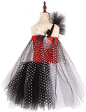 Toddler Dalmatian Costume Girls Dalmatian Cruella Deville Costume Kids Dress up Devilish Cosplay Halloween Dalmation Costume Cape Infant Tutu Skirt Black and White Wigs Baby Birthday Party Outfit 2-3T