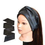 2 Pcs Satin Edge Laying Scarf Hair Wrap Wigs Grip Band Wrapping Head Fashion Headband for Laying Lace Frontal Wigs Non Slip Hair Wrap Headband for Yoga, Makeup, Facial, Sport (1 Pc Pink, 1 Pc Black)