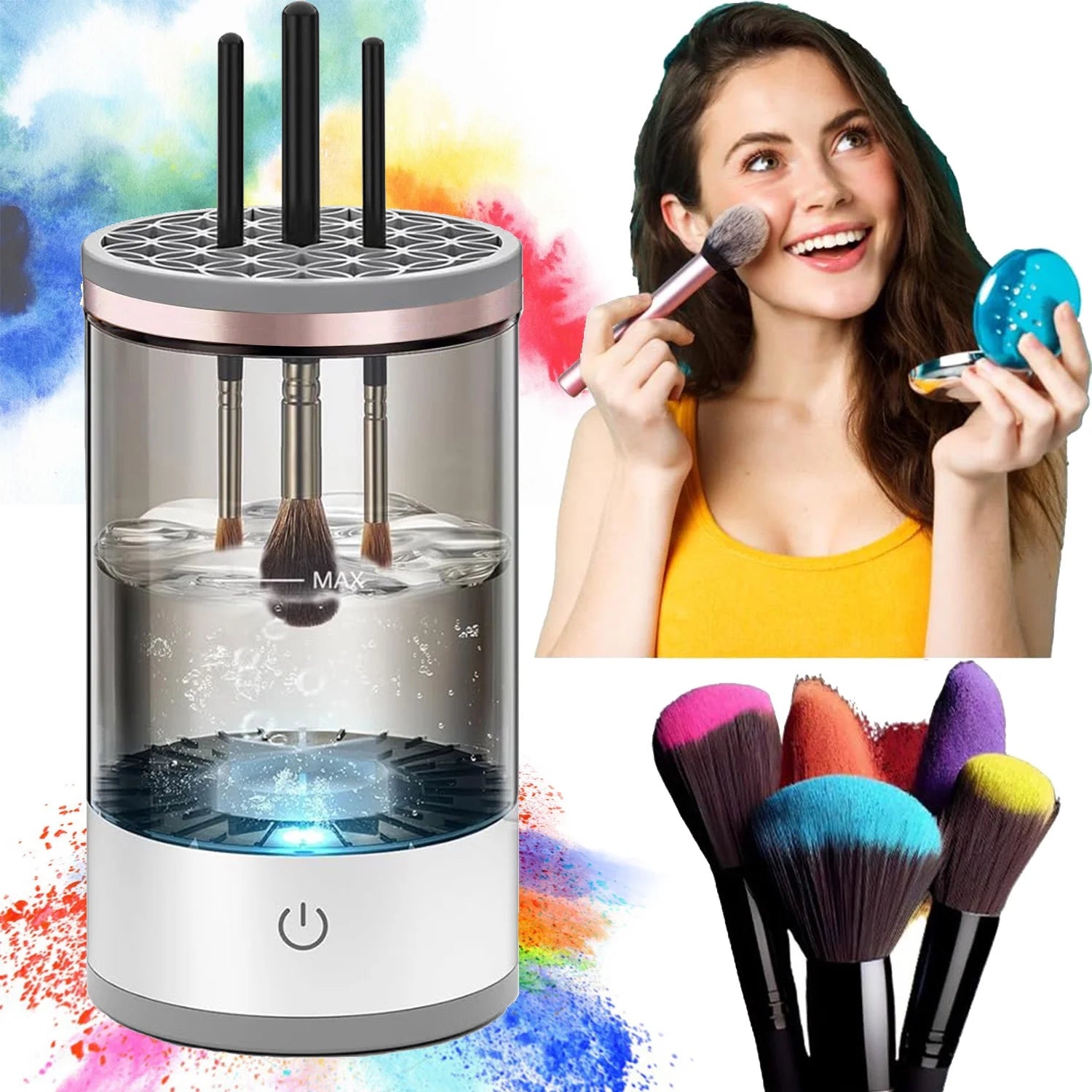 Electric , Cosmetic Brush Cleaner, Automatic Spinning for All Size Makeup Brush, Gift for Women Wife Friend