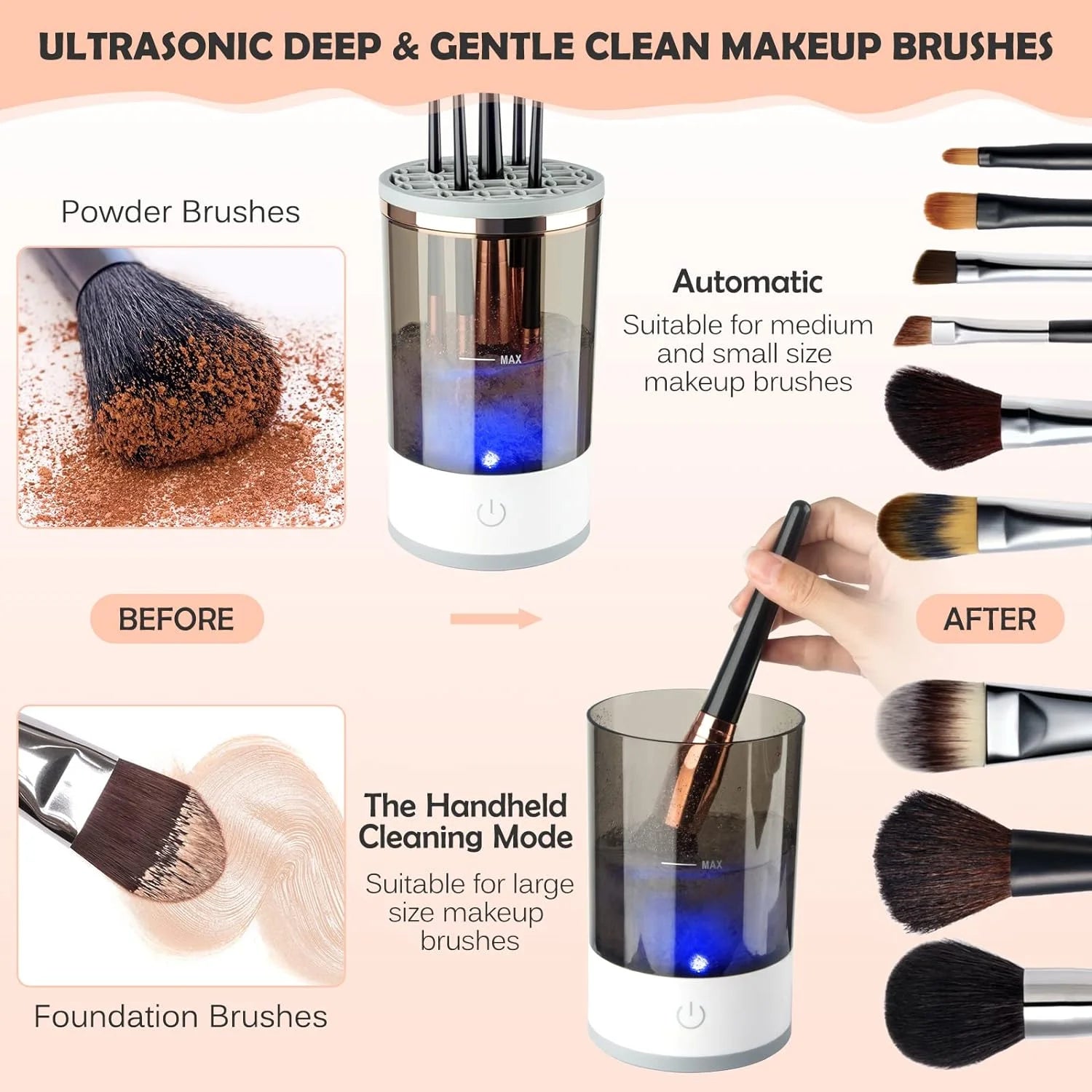 Electric , Cosmetic Brush Cleaner, Automatic Spinning for All Size Makeup Brush, Gift for Women Wife Friend