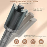 Automatic Curling Iron, Professional Anti-Scald Hair Curler with 4 Temps, 30Min Auto Off, for Waves, Beach Curls