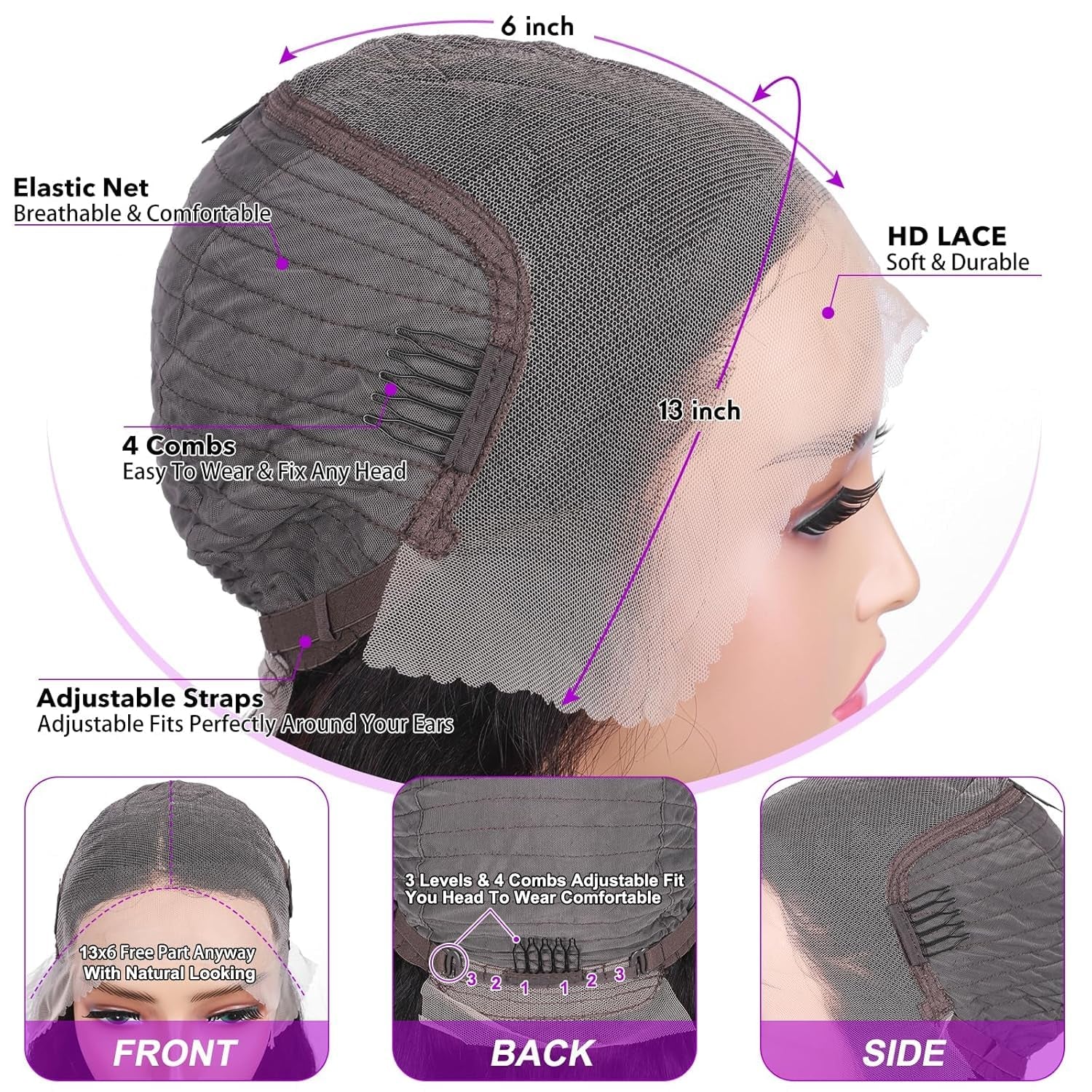 Body Wave Human Hair Wig 13X6 HD Lace Front Wigs Human Hair Pre Plucked 200 Density Body Wave Lace Front Wigs Human Hair Frontal Wigs for Black Women Lace Front Wig 28 Inch