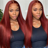 30 34 Inch Reddish Brown HD Lace Front Human Hair Wigs For Women Brazilian Straight #33 Chocolate Brown Colored Wigs On Sale