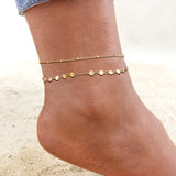 Stainless Steel Chain Anklet for Women Girls Multi-layer Beach Ankle Bracelet Foot Link Chains Adjsutable