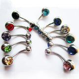 10 pcs/lot Piercing Navel Surgical Steel Single Crystal Rhinestone Belly Button Rings Navel Piercing Ombligo 5/8mm Ball Nombril