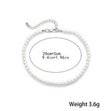 IngeSight.Z Bohemian Imitation Pearl Anklet for Women Summer Beach Bracelet on the Leg Foot Bracelet Sandals Jewelry