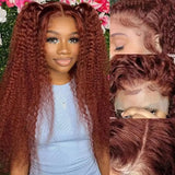 30 34 Inch Reddish Brown Deep Wave Frontal Wig 13X6 HD Lace Frontal Wig Colored Deep Wave 13x4 Lace Front Human Hair Wigs