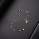 Kkjoy Fashion Cute Stainless Steel Gold Color Four Leaf Clover Shape Pendant Chain Anklet Jewelry Gifts For Friend Wholesale