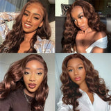 Body Wave Chocolate Brown 13X5 Lace Front Human Hair Wigs For Women Transparent HD Lace Frontal Wig Colored Human Hair Wig