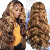 Honey Blonde Lace Front Wig Human Hair 13X4 13x6 Body Wave Lace Front Wigs P4/27 Color Body Wave Lace Front Wig