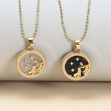 Day And Night Zodiac Sign Necklace For Women 12 Constellation Pendant Beads Chain Choker Female Birthday Jewelry Cardboard Card