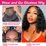Wear And Go Bob Wig Short Curly Human Hair Wigs Glueless Preplucked Human Wigs Ready To Go Wear Pre Cut Lace 4x4 Closure Bob Wig