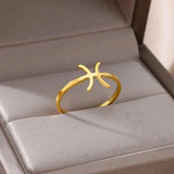 Constellation Rings for Women Cancer Aries Virgo Stainless Steel Ring Gold Color 12 Zodiac Sign Couple Fashion Jewelry anillos