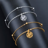 Kkjoy Fashion Cute Stainless Steel Gold Color Four Leaf Clover Shape Pendant Chain Anklet Jewelry Gifts For Friend Wholesale