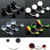 5pcs/lot Black White Sexy Belly Bars Body Piercing Button Ring Navel Barbell Jewerly Lip Piercing Unisex Fashion Jewelry