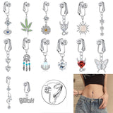 1PC Fake Belly Button Ring Fake Pendant Belly Piercing Clip On Umbilical Non Navel Fake Pircing Butterfly Cartilage Earring Clip