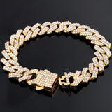 Bling Iced Out Chain Golden Cuban Anklet For Women Girls Hip Hop Full Rhinestone Paved Cuban Ankle Bracelet Summer Beach Jewelry