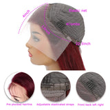 99J Burgundy 13x4 Deep Wave Lace Front Human Hair Wig HD Transparent Lace Frontal Wigs for Women Brazilian Red Colored Remy Wigs