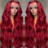Body Wave Wig Burgundy Lace Front Wig 13x4 13x6 Hd Transparent Lace Frontal Wig Human Hair Pre Plucked 99j Red Colored Wigs