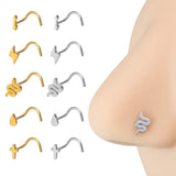1pc Stainless Steel Nose Stud Nose Piercing Snake Cross Nose Ring Nariz Bone Studs Nostril Screws for Women Man Body Jewelry 20G