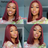 Burgundy HD Transparent Lace Front Human Hair Wigs 99J Red Straight 13x6x1 Lace Front Wig For Women Pre Plucked Highlight Wig