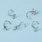 1pc Stainless Steel Nose Stud Nose Piercing Snake Cross Nose Ring Nariz Bone Studs Nostril Screws for Women Man Body Jewelry 20G