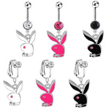 1pc Belly Button Rings Bunny Navel rings Gold color Rabbit Belly Rings for Women Gem stone Pink Bunny Fake Belly Piercing Ring