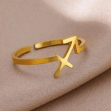 Constellation Rings for Women Cancer Aries Virgo Stainless Steel Ring Gold Color 12 Zodiac Sign Couple Fashion Jewelry anillos