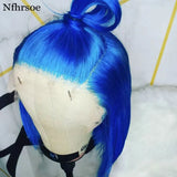 Blue Lace Front Human Hair Wigs Transparent HD Lace Frontal Wig 13x4 Lace Human Hair Wig Brazilian Short Bob Human Hair Wigs