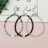 Women Beads Anklets Summer New Love Heart Charm Glass Crystal Leg Chain Anklet Bracelet On Foot Beach Bohemian Small Jewelry