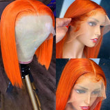 Ginger Short Bob Lace Front Wigs 100% Human Hair Wigs Bob Lace Wigs For Women Blonde Orange Straight Peruvian Hair Closure Wig