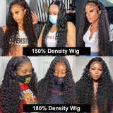 13x6 Hd Lace Frontal Wig Loose Deep Wave Wigs For Brazilian Women Curly Human Hair 40 Inch Hair Deep Water Wave Lace Front Wig