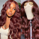#33 Reddish Brown Lace Front Wig 13x4 Colored Lace Front Human Hair Wigs 30 Inch Body Wave Transparent Lace Wigs 4x4 Closure Wig