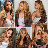 Honey Blonde Lace Front Wig Human Hair 13X4 13x6 Body Wave Lace Front Wigs P4/27 Color Body Wave Lace Front Wig