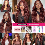#33 Reddish Brown Lace Front Wig 13x4 Colored Lace Front Human Hair Wigs 30 Inch Body Wave Transparent Lace Wigs 4x4 Closure Wig