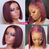 Burgundy HD Transparent Lace Front Human Hair Wigs 99J Red Straight 13x6x1 Lace Front Wig For Women Pre Plucked Highlight Wig