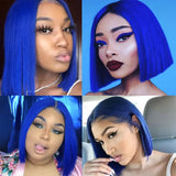 Blue Lace Front Human Hair Wigs Transparent HD Lace Frontal Wig 13x4 Lace Human Hair Wig Brazilian Short Bob Human Hair Wigs