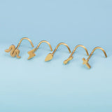 1pc Stainless Steel Nose Stud Nose Piercing Snake Cross Nose Ring Nariz Bone Studs Nostril Screws for Women Man Body Jewelry 20G