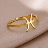 Constellation Rings for Women Cancer Aries Virgo Stainless Steel Ring Gold Color 12 Zodiac Sign Couple Fashion Jewelry anillos