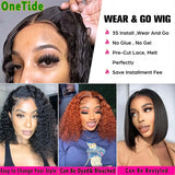 Glueless Wig Human Hair Ready To Wear Water Wave Bob Human Hair Wig Glueless Pre-Cut 4x4 Lace Curly Human Hair Wigs for Women