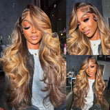 Honey Blonde Lace Front Wig Human Hair 13X4 13x6 Body Wave Lace Front Wigs P4/27 Color Body Wave Lace Front Wig