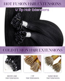 U Tip Hair Extensions Human Hair Black 20 Inch K Tip Hair Extensions Real Human Hair Jet Black Utip Hair Extensions Black K Tips Hair Extensions Human Hair 50G 50S
