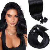 U Tip Hair Extensions Human Hair Black 20 Inch K Tip Hair Extensions Real Human Hair Jet Black Utip Hair Extensions Black K Tips Hair Extensions Human Hair 50G 50S