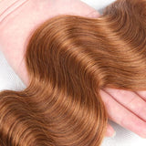 Body Wave 30# Light Brown Human Hair Bundles Unprocessed Brazilian Virgin Hair Bundles Natural Color 30# Light Brown Human Hair Quick Weave Hair Extension