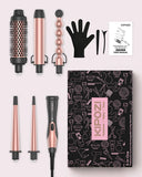 5 in 1 Curling Iron Wand Set, Instant Heating, with 4 Ceramic Barrels and 1 Curling Iron Brush