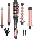 5 in 1 Curling Iron Wand Set, Instant Heating, with 4 Ceramic Barrels and 1 Curling Iron Brush
