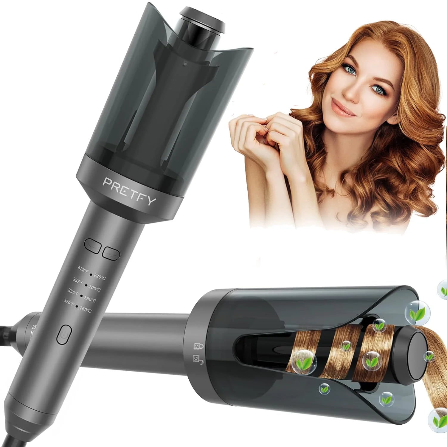Automatic Curling Iron, Professional Anti-Scald Hair Curler with 4 Temps, 30Min Auto Off, for Waves, Beach Curls