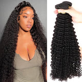 Brazilian Deep Wave Human Hair Bundles 20 22 24 Inch Deep Curly Human Hair 3 Bundles Wet and Wavy Bundles Human Hair 100% Unprocessed Virgin Hair Bundles Double Weft Water Wave Bundles Natural Black