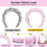 Spa Headband for Washing Face, Cute Skincare Headband and Wristband with Hair Clips Set for Women Girl, Soft-Puffy Velvet Makeup Headbands (Pink)