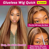 Highlight Glueless Wig Human Hair Ready To Wear And Go For Women 13x6 Hd Frontal Straight Honey Blonde Lace Front Wigs On Sale